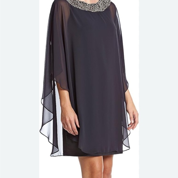 Brand New Xscape Women's Short Ity with Chiffon Bead Overlay - Picture 9 of 14